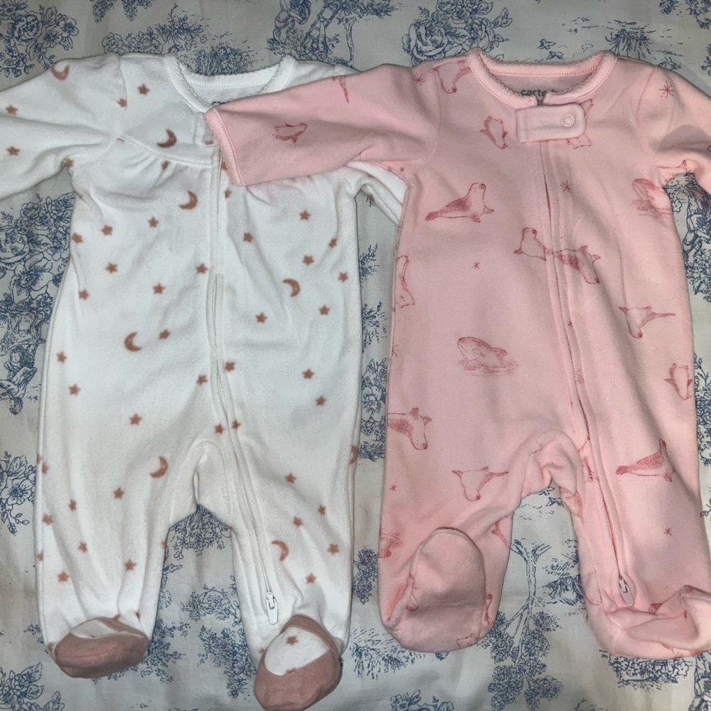 Carter's Pink and White Footies One Piece